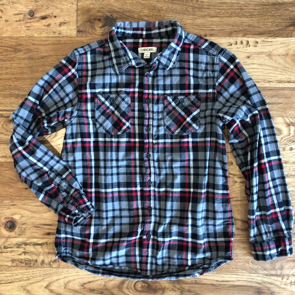 Plaid Flannel Gray Black & Red